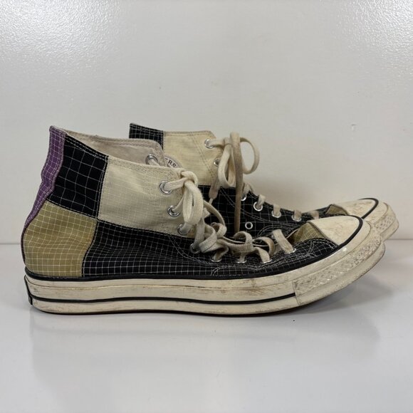 Converse Chuck Taylor Shoes Mens Size 11.5 Quad Ripstop High Top Black Beige - Picture 3 of 8